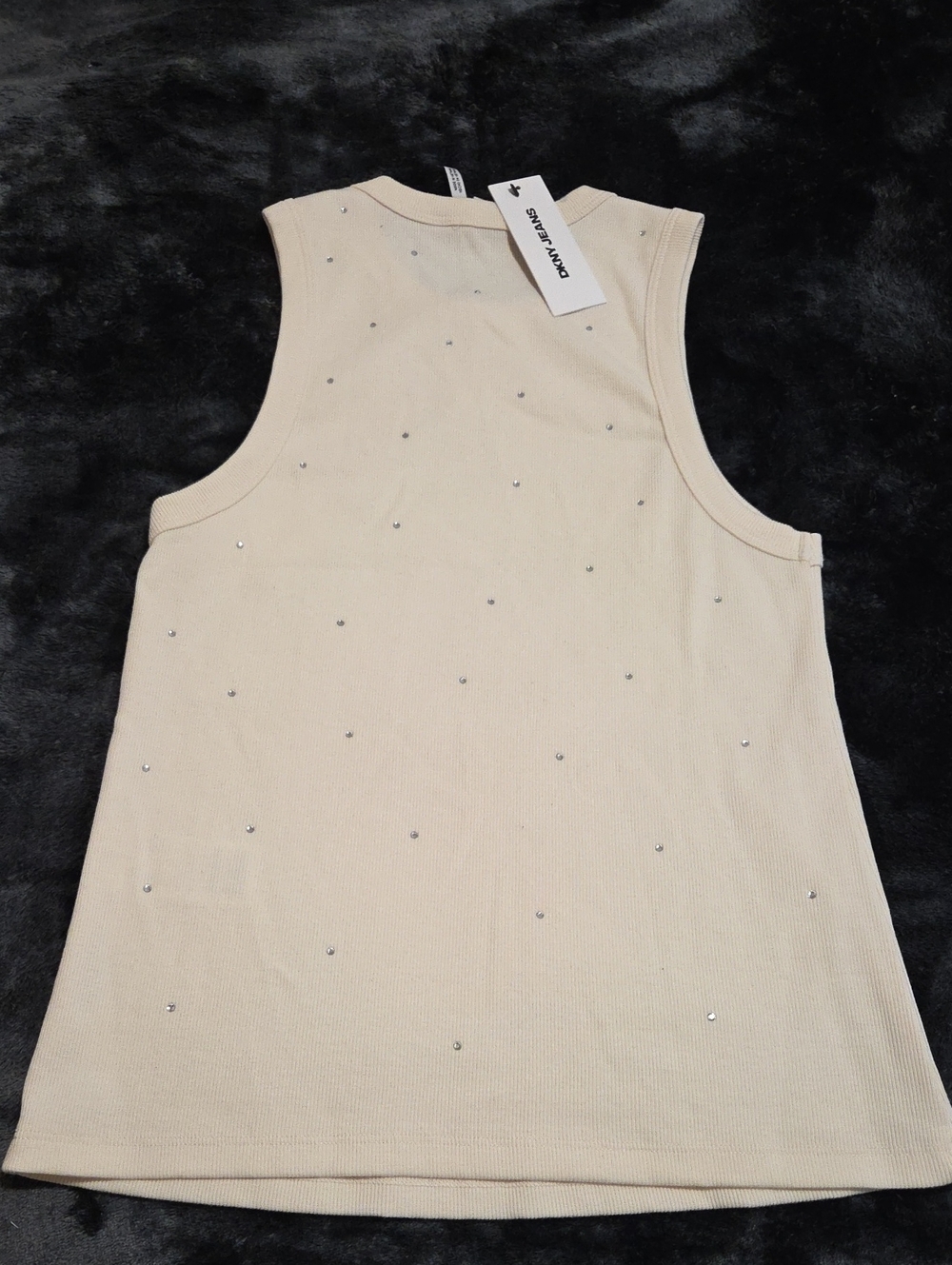 DKNY Jeans Ribbed Tank Top With Rhinestones - Picture 4 of 5